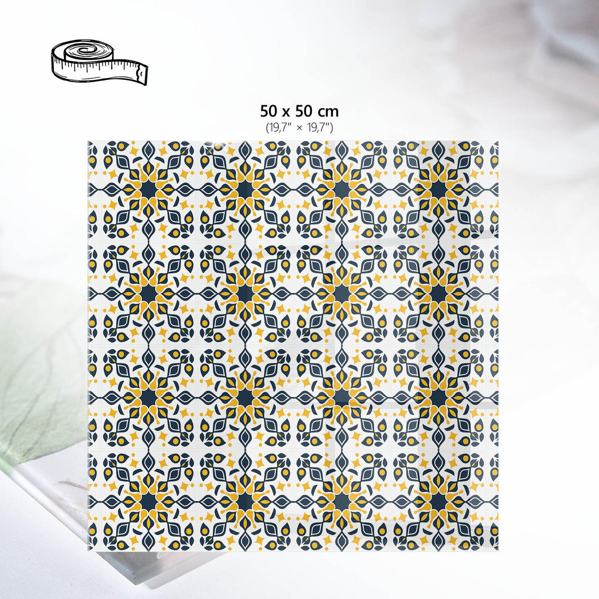 TISCHPLATTE 50x50 cm – Mosaik-Eleganz - Gelb, Glas (0.4/50/50cm) - Wallfluent