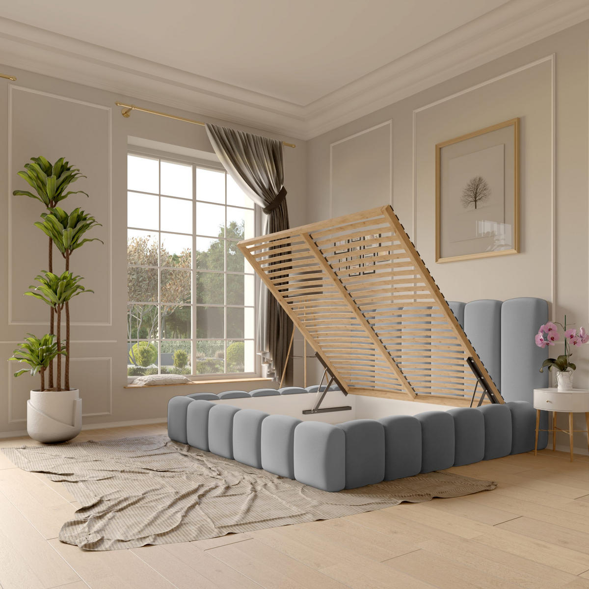 POLSTERBETT Doppelbett Svenstorp Hellgrau 140x200 cm - Hellgrau, Textil (140/200cm) - Meblito
