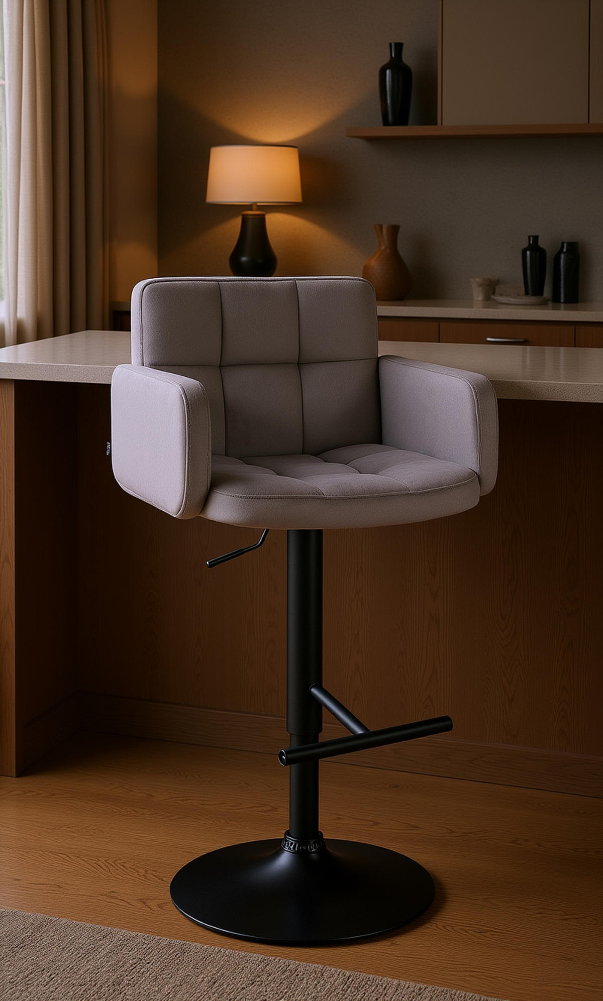 BARHOCKER Lausanne Samt schwarz dunkelgrau - Schwarz/Grau, Textil/Metall (60/113/56cm) - TPFLiving