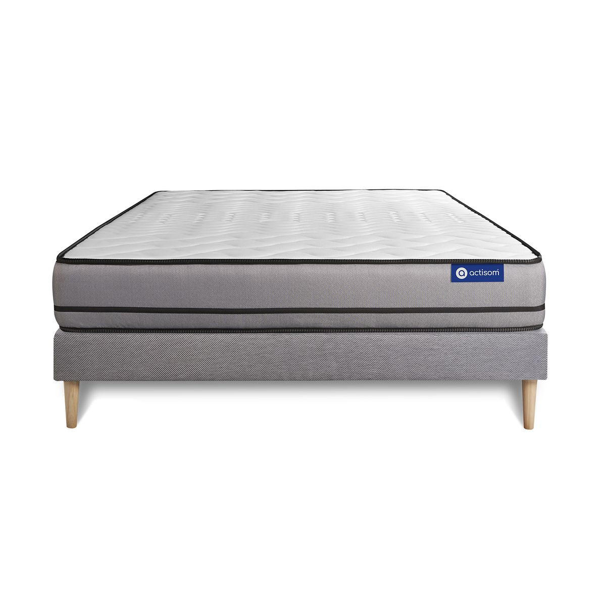 BETT Actimemo night Memory-Schaum 150 x 195 cm h4 - Kit Bettgestell Grau - Beige/Grau, Karton/Holz (150/195cm) - ACTISOM