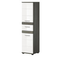 MIDISCHRANK weiß Hochglanz, grau 35 cm, Badschrank mit Schubkasten - Chromfarben/Weiß Hochglanz, Holzwerkstoff/Kunststoff (35/137/31cm) - Inn.Furn