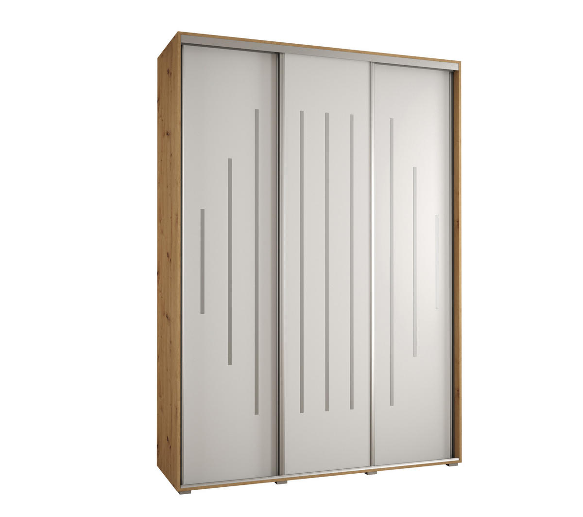 SCHWEBETÜRENSCHRANK 235,2/180/60 3-türig - Silberfarben/Weiß, Holz/Metall (180/235/60cm) - Abiks Möbel