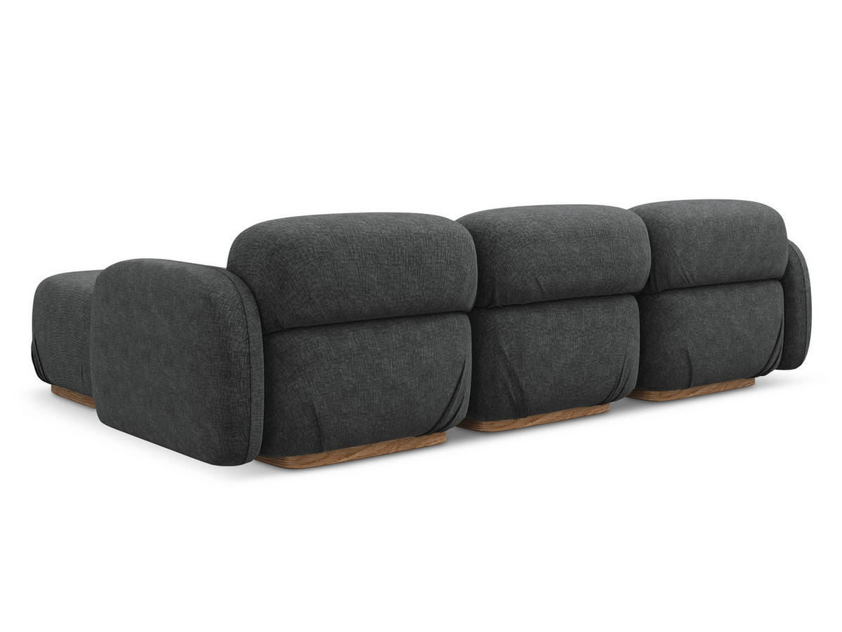 ECKSOFA Beidseitig Chenille Stoff Grau - Dunkelgrau/Braun, Holz/Textil (270/190cm) - Makamii