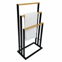 HANDTUCHSTÄNDER Bambus Metall Schwarz Natur 81,5x42x24 cm - Schwarz/Naturfarben, Holz (42/81.5/24cm) - Begryf