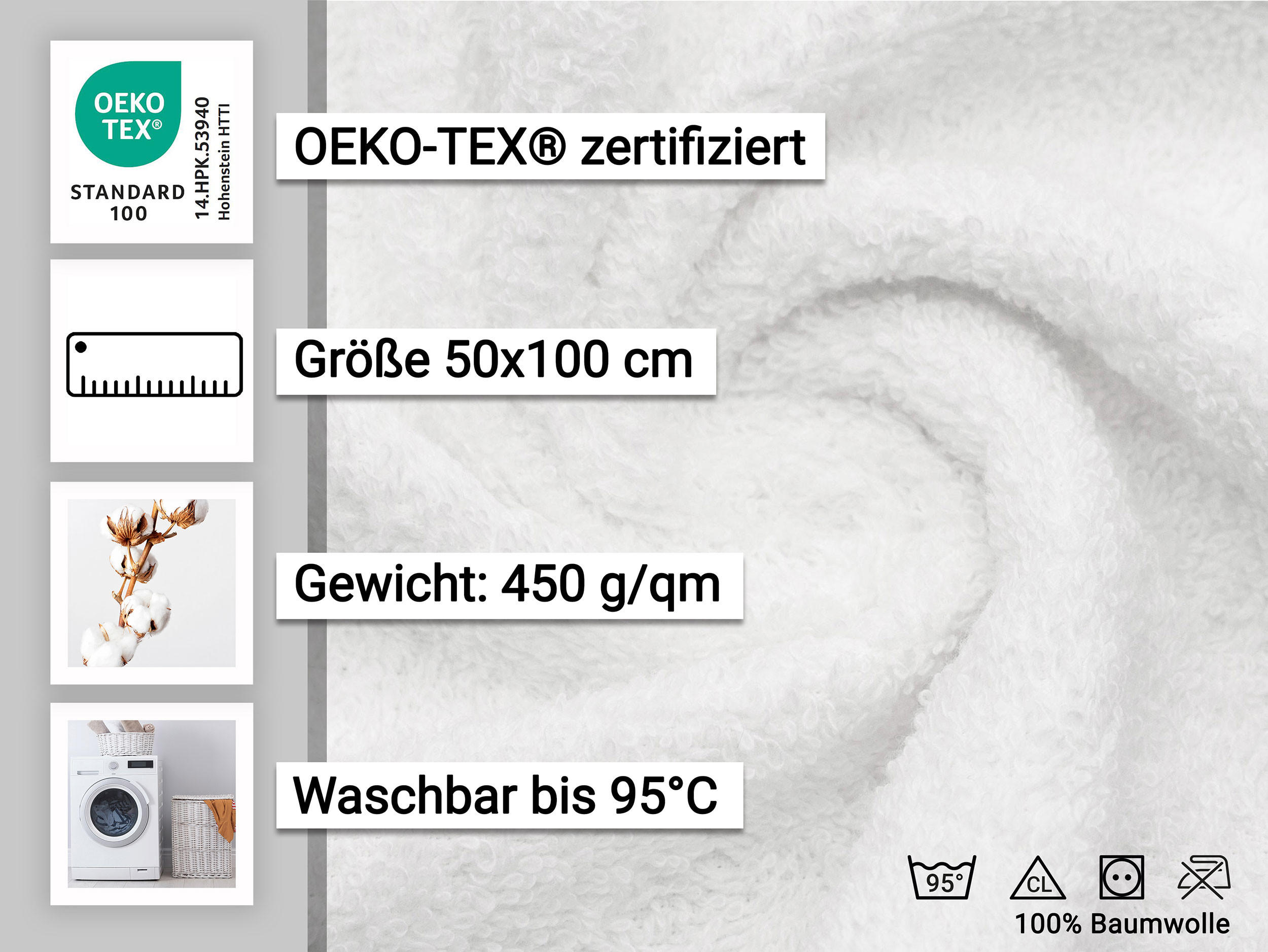 HANDTÜCHER, 10er-Set, 50x100 cm, 100% Baumwolle, Weiß - Weiß, Textil (50/100cm) - Zollner