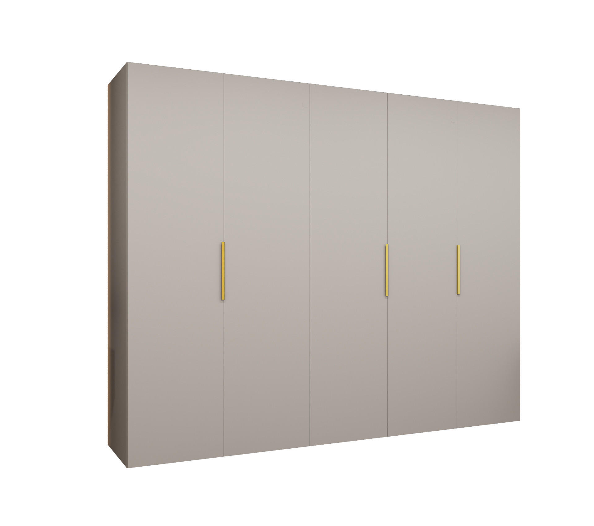 DREHTÜRENSCHRANK 202/250/52 5-türig - Kaschmir/Goldfarben, Holz (250/202/52cm) - MÖBEL KRYSPOL