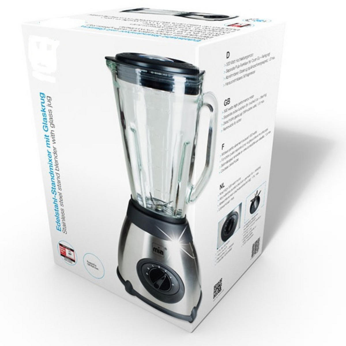 STANDMIXER VITASPEED Edelstahl 1,5L 500W - Transparent/Silberfarben, Glas/Kunststoff (18/40/20cm) - Mia