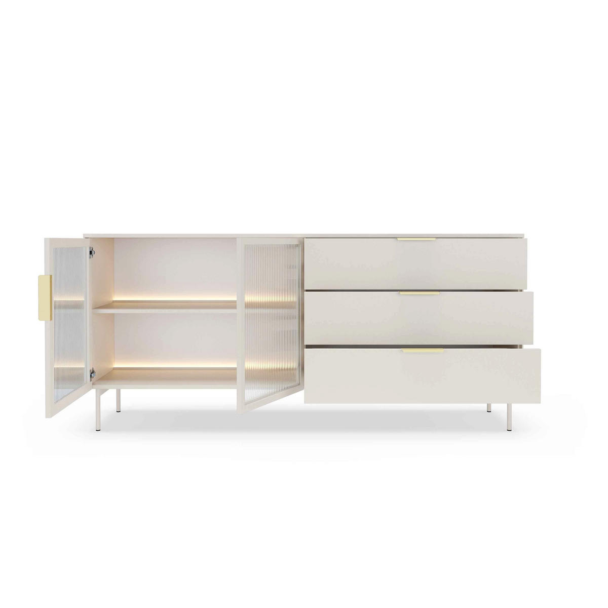 KOMMODE Lummer Kaschmir - Hellgrau, Holzwerkstoff (181.3/82.6/39.3cm) - Pillovely