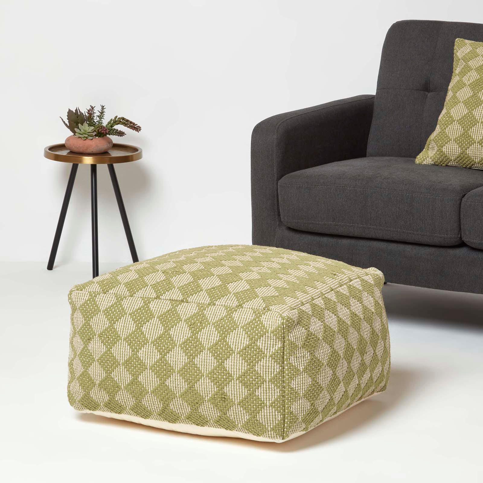 SITZPOUF Lima grün gemustert, 55/55/30 cm - Grün, Textil (55/30/55cm) - Homescapes