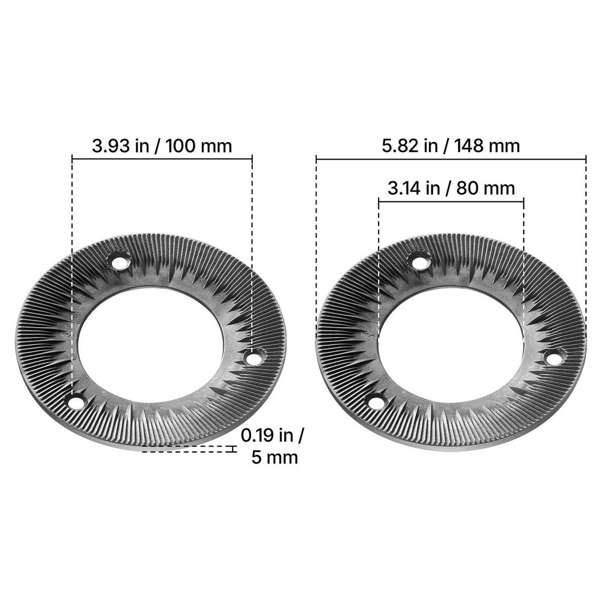 GETREIDEMUHLE 2 Stück Ersatzmahlscheiben, für elektrische und Gewürzmühlen - Silberfarben, Metall (18/6.01/18cm) - Rolipo