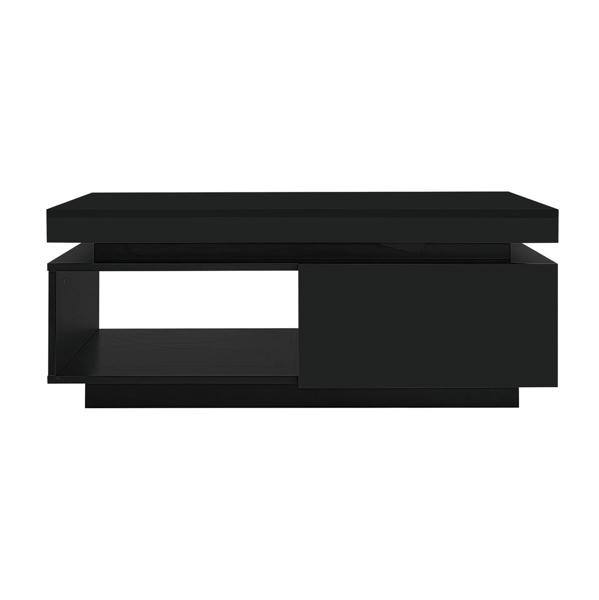 COUCHTISCH 100/50/40,3 cm Schwarz mit LED-Beleuchtung und Schublade - Schwarz, Holzwerkstoff (100/50/40cm) - OKWISH