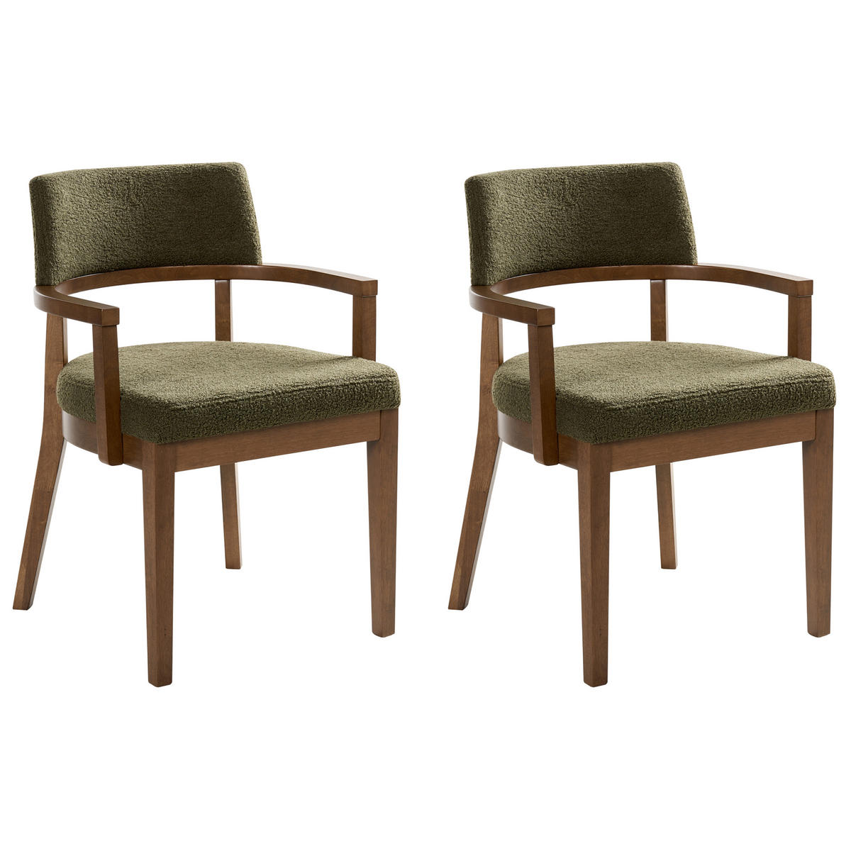 ESSZIMMERSTUHL 2er-Set Grün Dalbo - Dunkelbraun/Grün, Textil (59/82/56cm) - Beliani