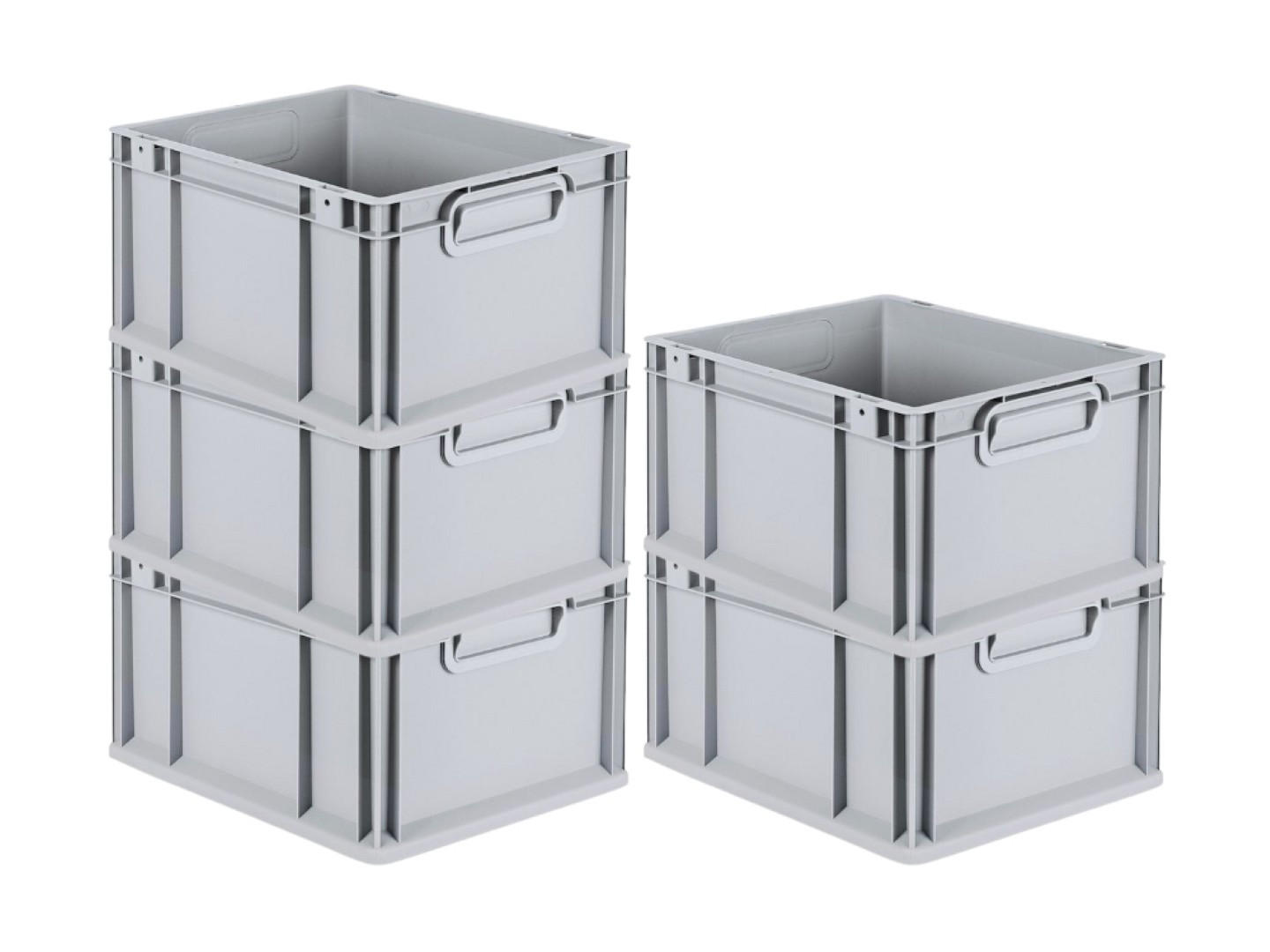 EUROBOX 5x Nextgen Economy Griffe Geschlossen 22x30x40cm 20 Liter - Grau, Kunststoff (30/22/40cm) - PROREGAL