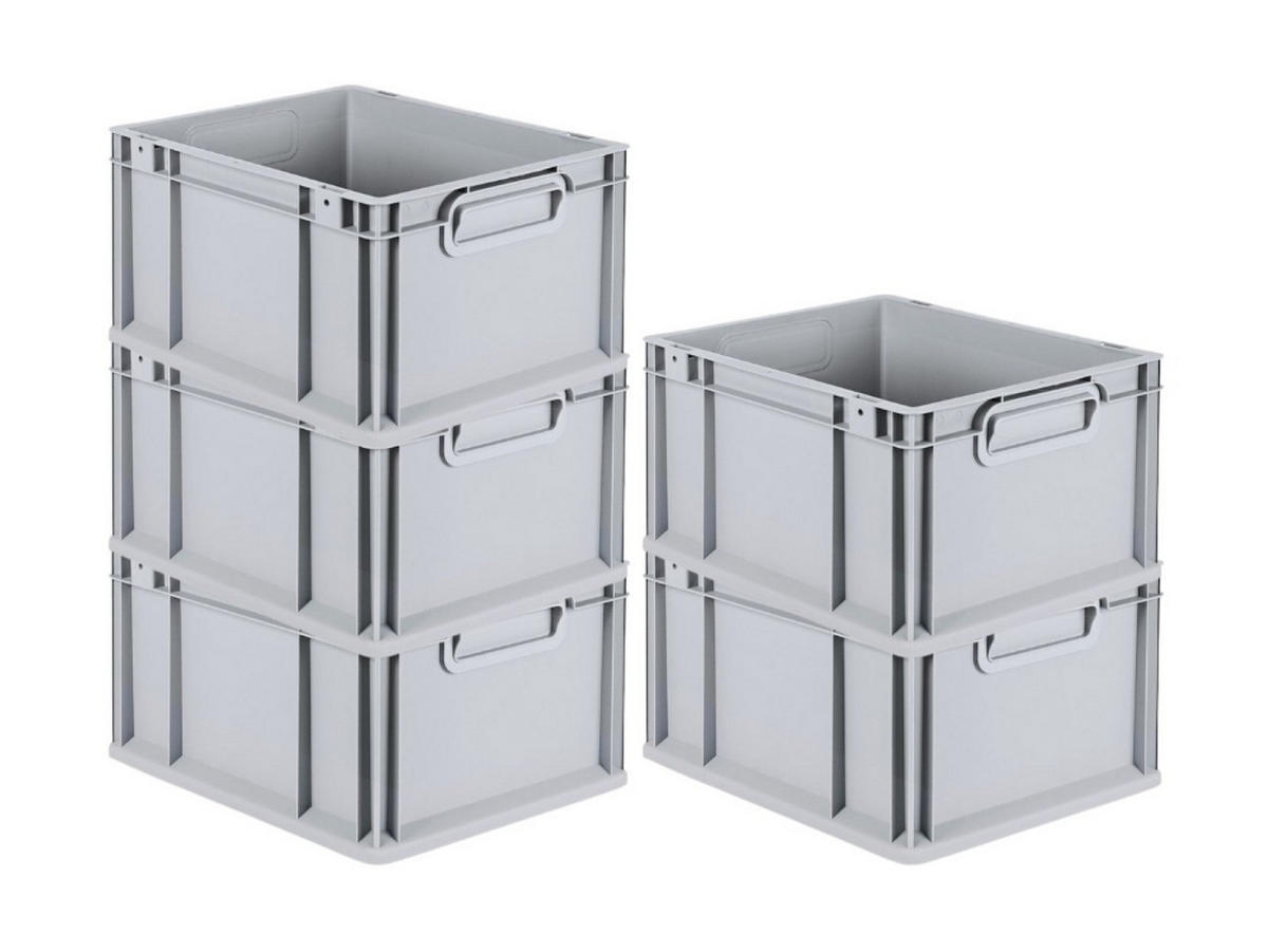EUROBOX 5x Nextgen Economy Griffe Geschlossen 22x30x40cm 20 Liter - Grau, Kunststoff (30/22/40cm) - PROREGAL