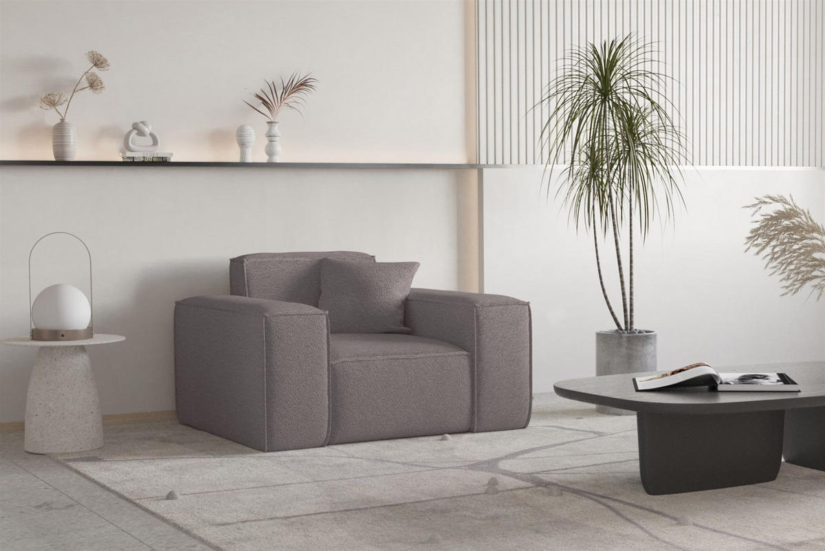 SOFASET Celes Premium 3-2-1 In Ascot - Taupe, Holzwerkstoff/Textil (225/73/88cm) - Fun Möbel