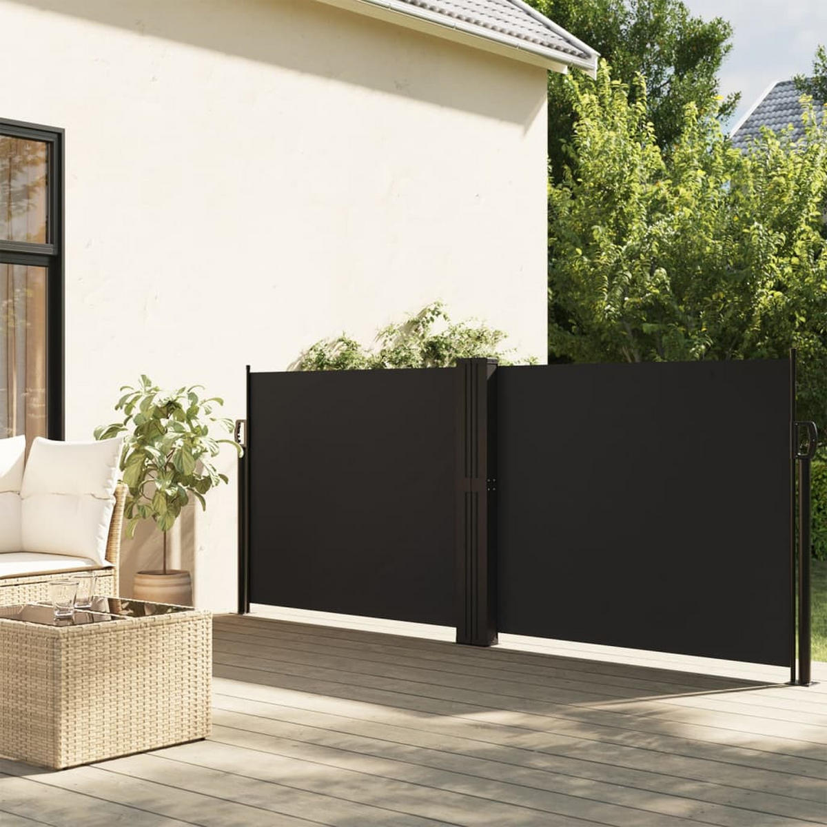SEITENMARKISE Ausziehbar Schwarz 140x1000 cm - Schwarz, Metall (1000/140cm) - furnicato