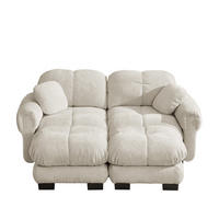 SOFA 190/149/90 cm in Hellkhaki aus Chenille mit modularer U-Form - Sandfarben, Textil (149/90/190cm) - Flora Grace