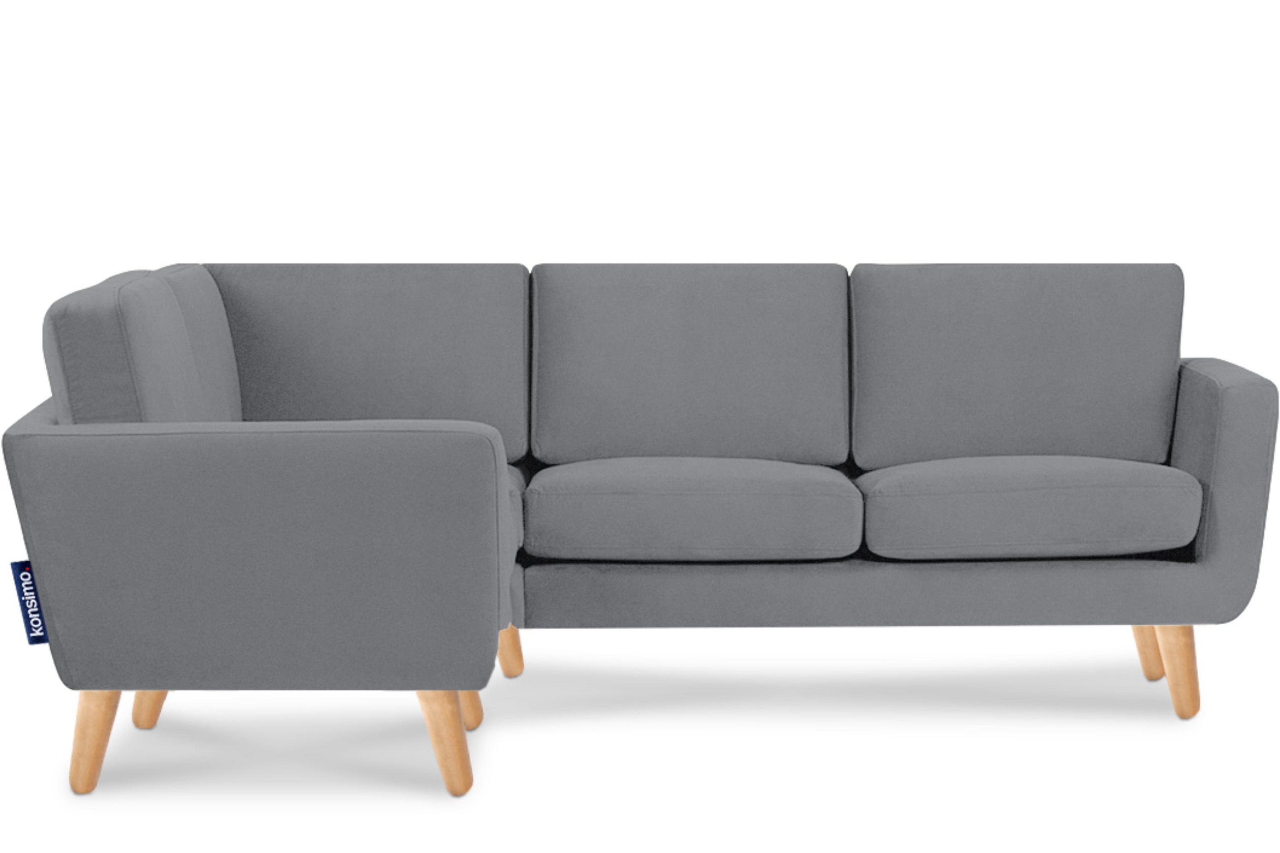 ECKSOFA-LINKS TAGIO 3/4 Sitzer, grau - Braun/Grau, Buchenholz/Textil (220/181cm) - KONSIMO®