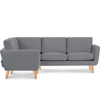 ECKSOFA-LINKS TAGIO 3/4 Sitzer, grau - Braun/Grau, Buchenholz/Textil (220/181cm) - KONSIMO®