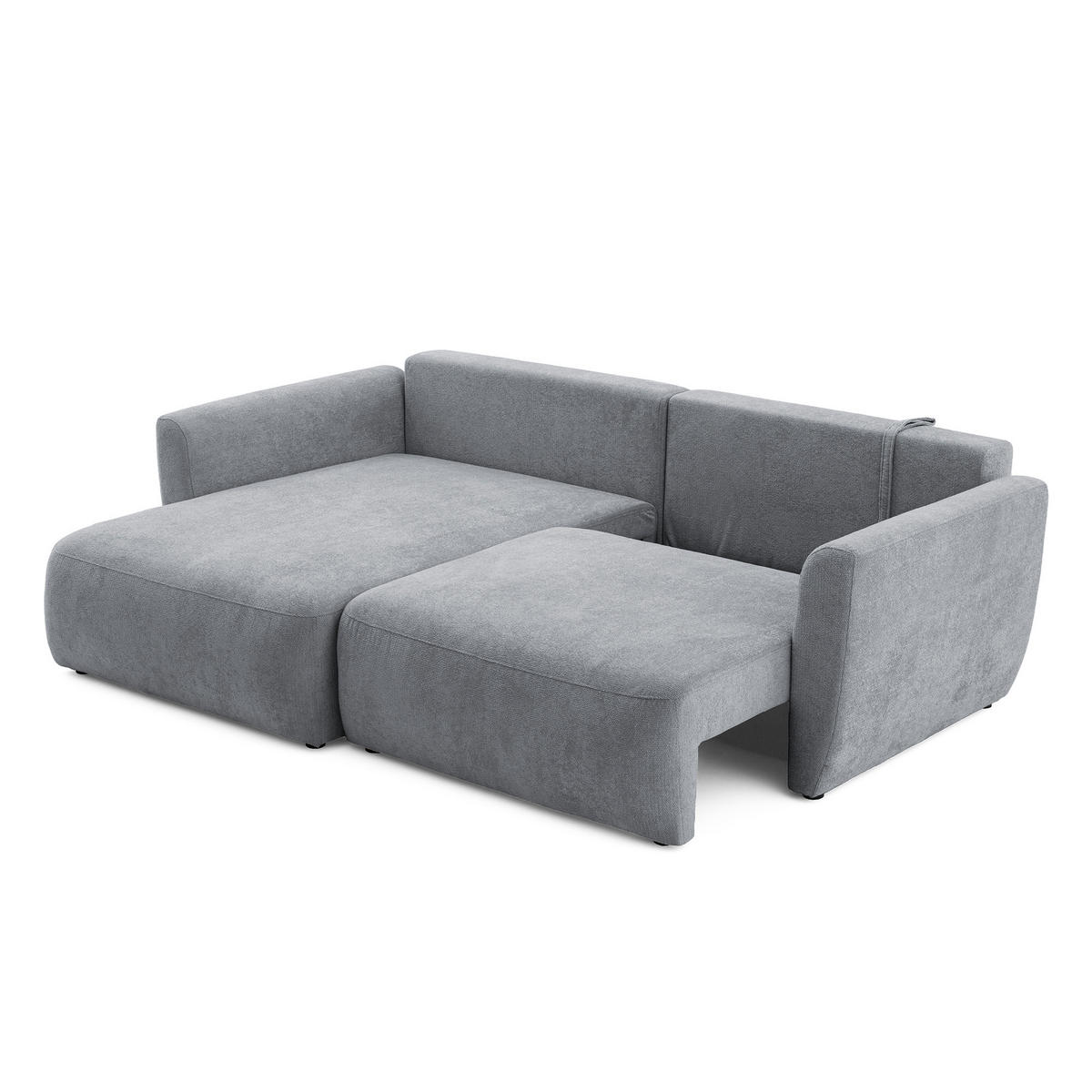 ECKSOFA BELLA L Links mit Schlaffunktion 140x205 Velours Grau - Schwarz/Grau, Holz/Kunststoff (230/165cm) - Muffo
