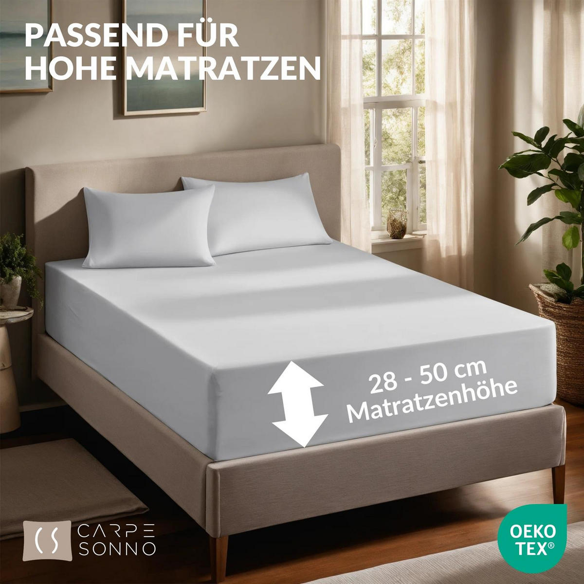 SPANNBETTLAKEN-BOXSPRINGBETT 180x200 - 200x200 Jersey Spannbetttuch 100% Baumwolle, Bettlaken Uni Weiß - Weiß, Textil (200/200cm) - Carpe Sonno