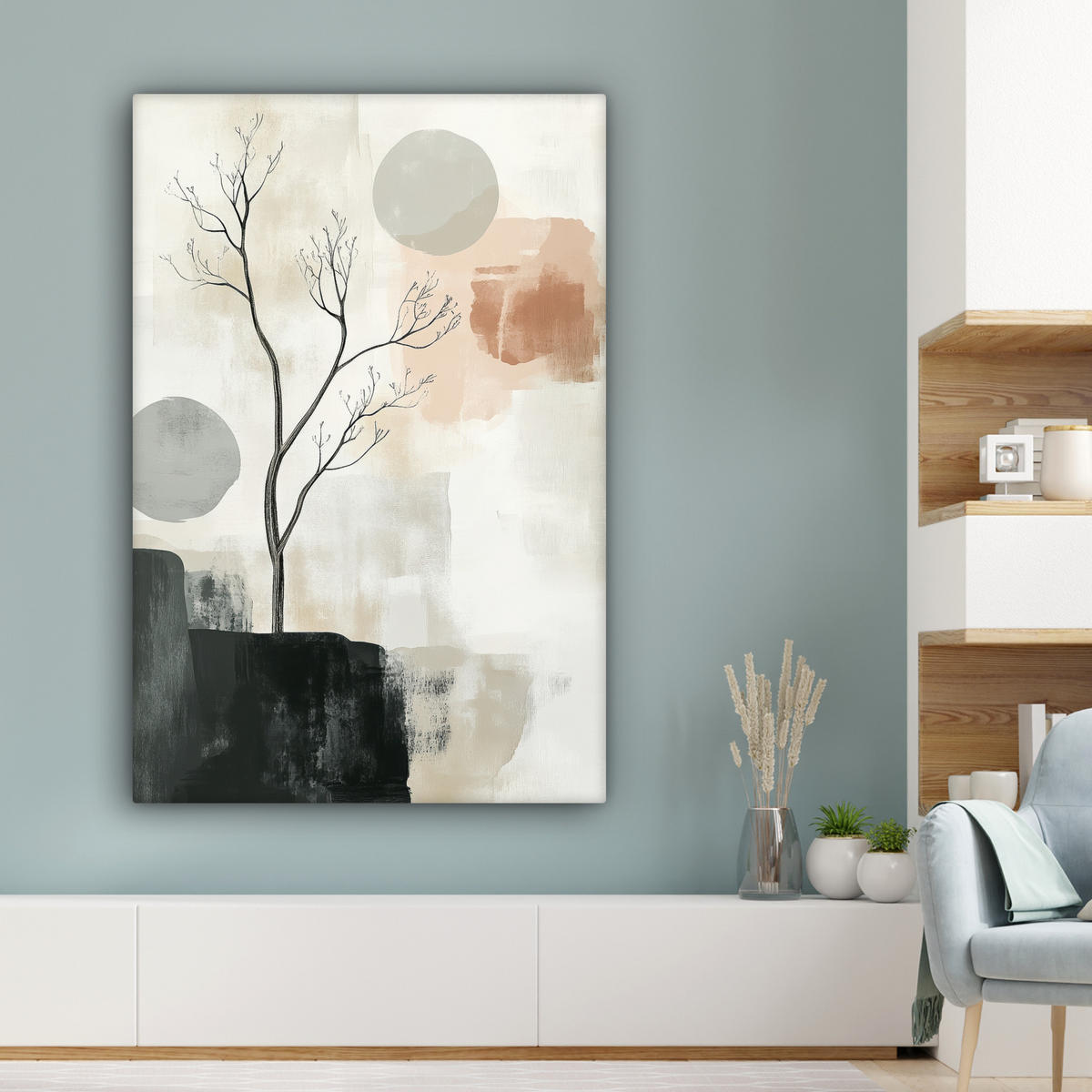 LEINWANDBILD Wabi sabi - Beige - Pflanze 80x120 cm - Sandfarben, Textil (80/120cm) - MuchoWow