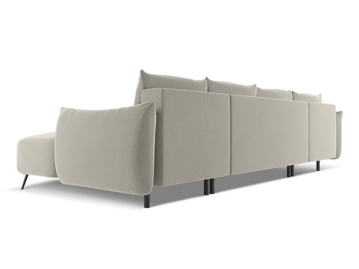WOHNLANDSCHAFT Samt Stoff Creme - Perlmutt/Creme, Textil/Metall (317/86/162cm) - Makamii