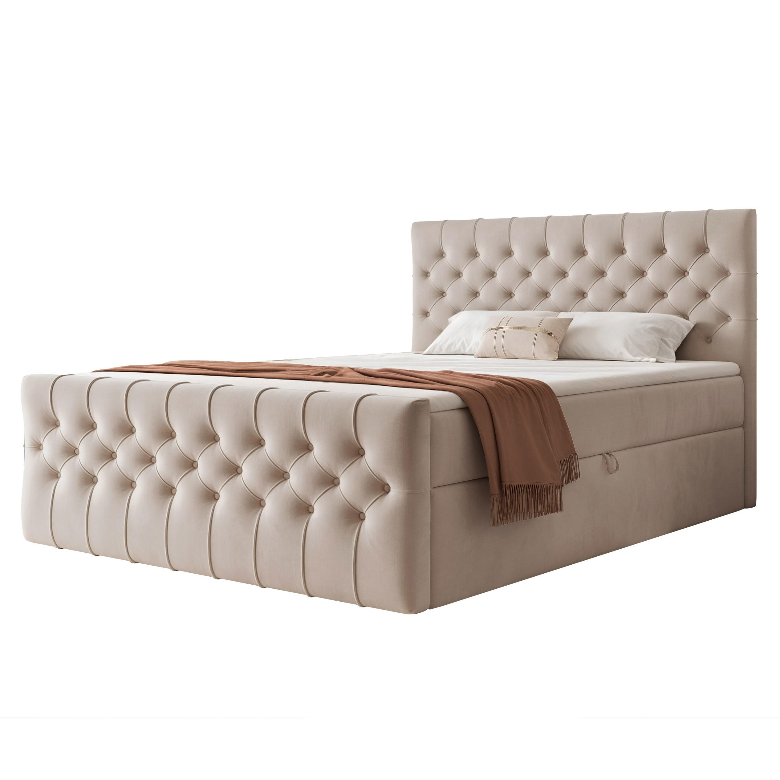 BOXBETT JOLIE 120x200 cm mit Matratze, Graubeige - Greige, Textil (120/200cm) - Idohome