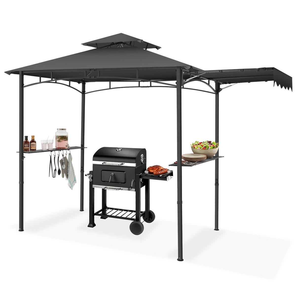 GRILLPAVILLON Maracaibo, 316 x 150 x 250 cm, anthrazit - Anthrazit, Kunststoff (150/250/316cm) - tectake