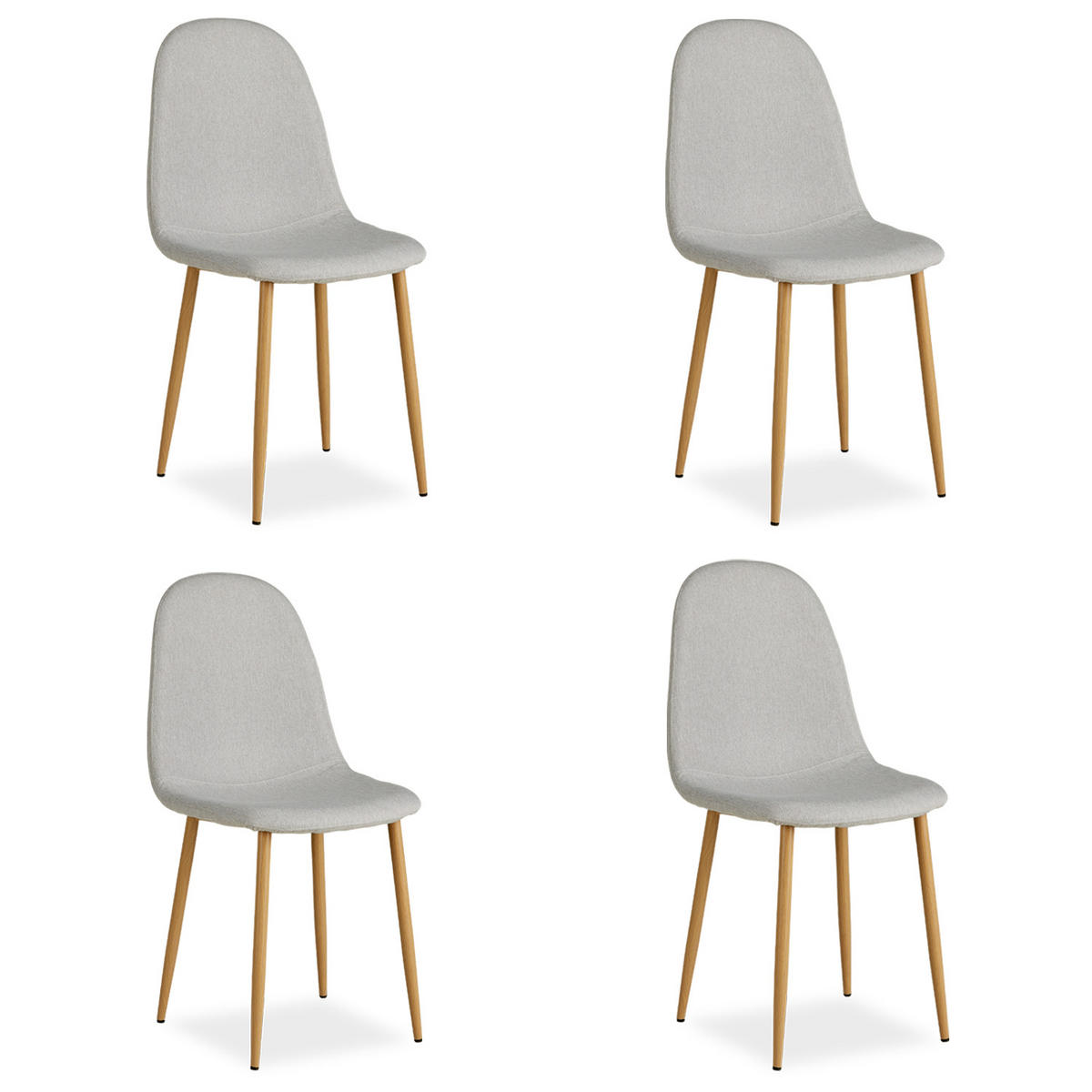 STUHL-SET 4 Stück in Stahl Leinen Grau - Grau, Textil (44/88/45cm) - Homestyle4u