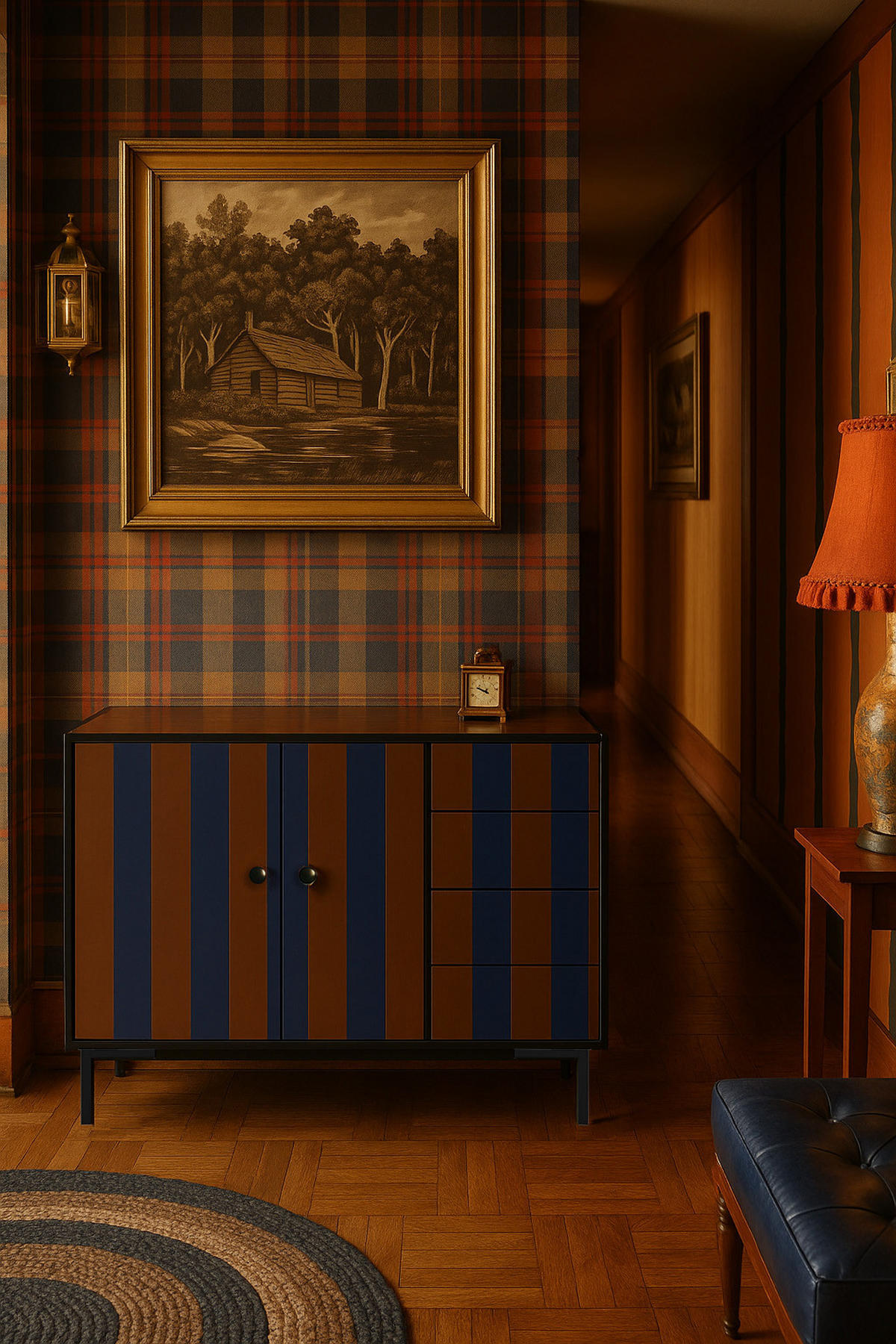 KOMMODE mit 2 Türen und 4 Schubladen aus MDF mit Walddruck WILMA - Braun, Holzwerkstoff (45/84/113cm) - RNT By Really Nice Things