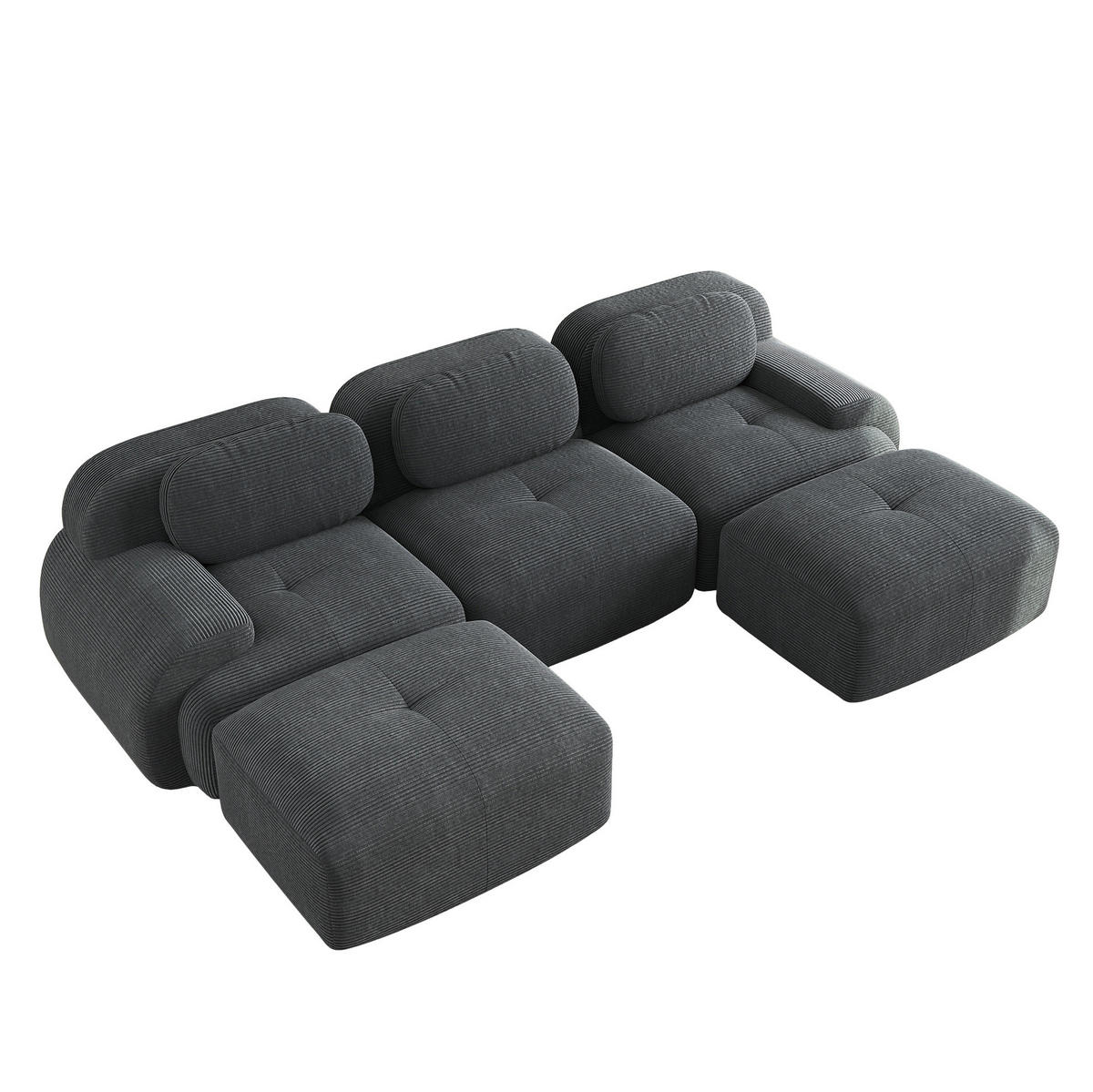 ECKSOFA 298/178/75 cm grau aus Cordstoff modular, rahmenlos und montagefrei - Grau, Textil (178/298cm) - OKWISH