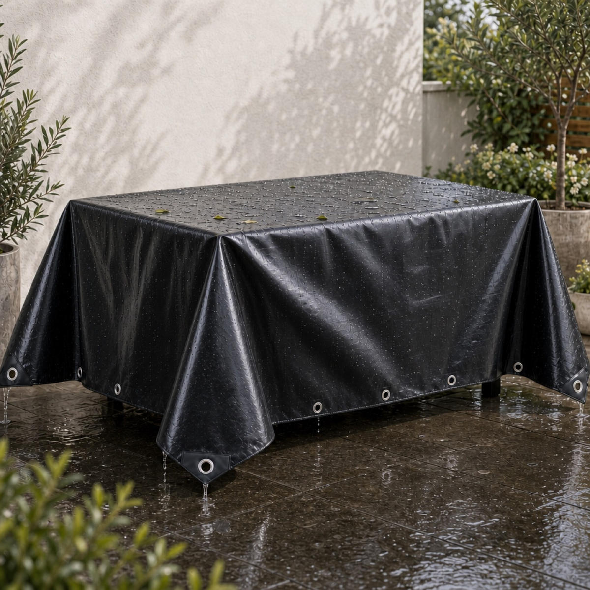 ABDECKPLANE Schwarz wasserdicht 3x4 m - Schwarz, Kunststoff (400/300/0.1cm) - Relaxdays