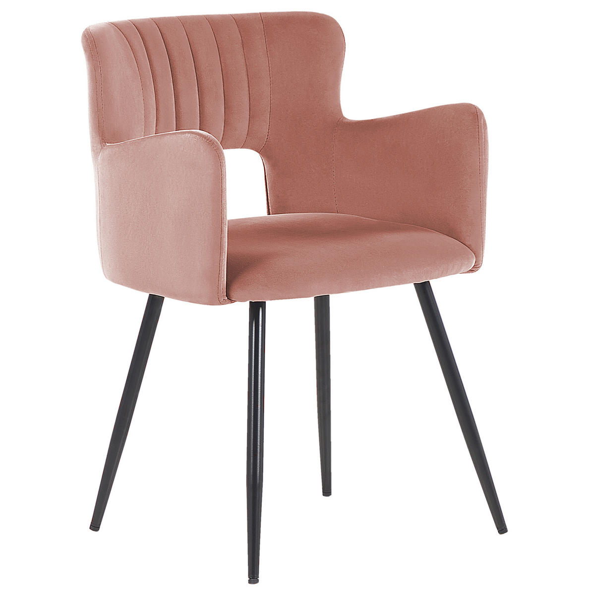 ESSZIMMERSTUHL 2er-Set Samtstoff Rosa Sanilac - Pink, Textil/Metall (52/75/44cm) - Beliani
