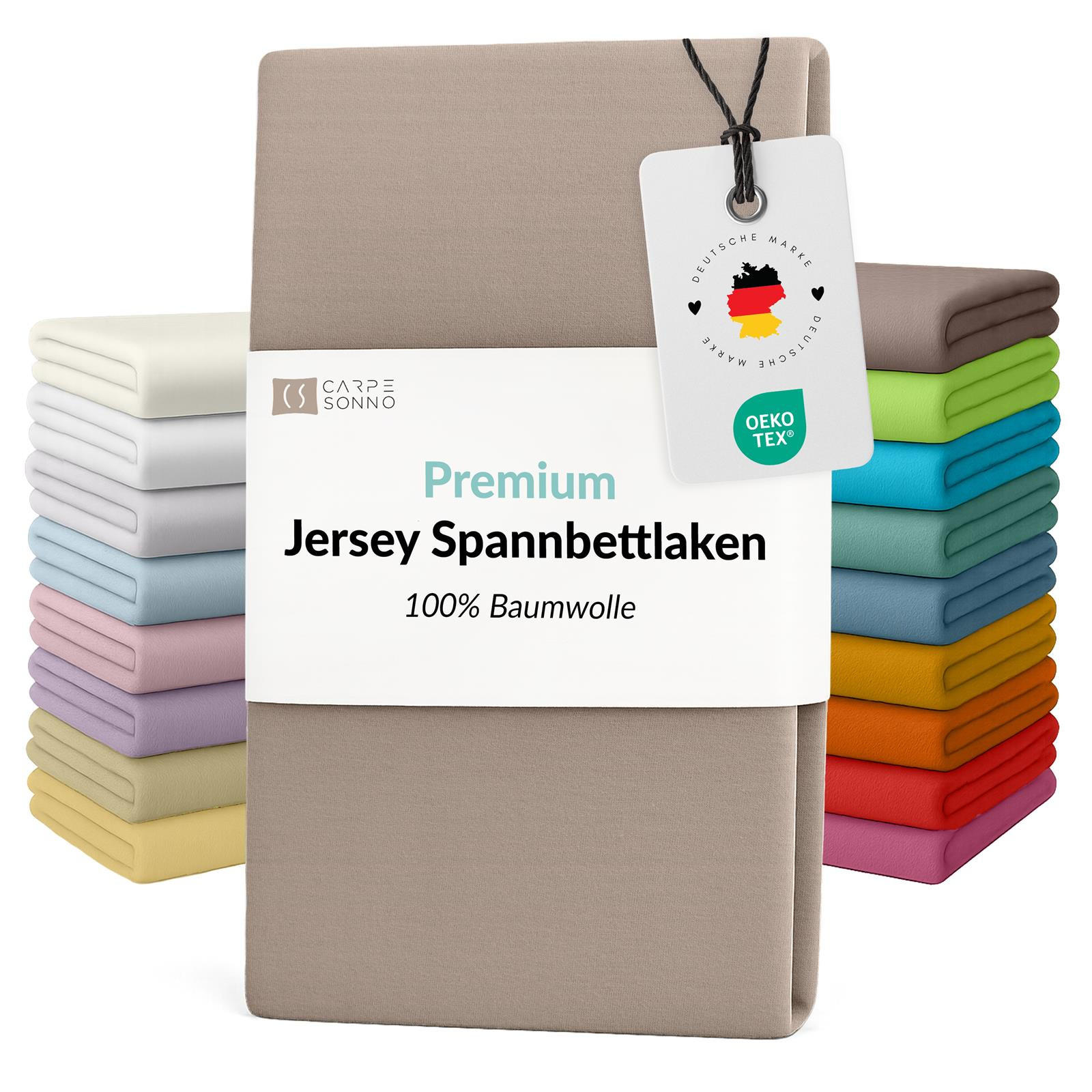 JERSEY-SPANNBETTLAKEN 90x200 - 100x200 Feine Bettlaken aus 100% Baumwolle, Spannbetttuch Laken Uni Basalt Braun - Hellbraun, Textil (100/200cm) - Carpe Sonno