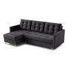 ECKSOFA DIVO Kronos L-förm, Schlaffunktion, elegantes Design, hochwertige Materialien, lose Rückenkissen, freistehend, LINKS 144x224x95 cm Dark grey - Dunkelgrau, Holz/Textil (144/224cm) - DomoHome