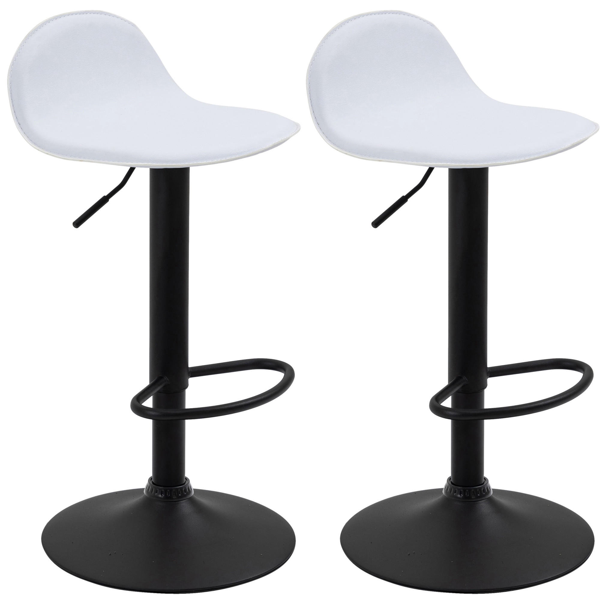 BARHOCKER 2er Set Lederlook weiß - Walnussfarben/Schwarz, Textil/Metall (39/94/41cm) - CLP