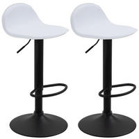 BARHOCKER 2er Set Lederlook weiß - Walnussfarben/Schwarz, Textil/Metall (39/94/41cm) - CLP