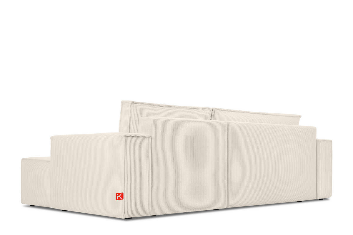 ECKSCHLAFSOFA-RECHTS NAPI in Pet Friendly Cord-Stoff, ecrufarben - Creme/Schwarz, Textil (262/148cm) - KONSIMO®