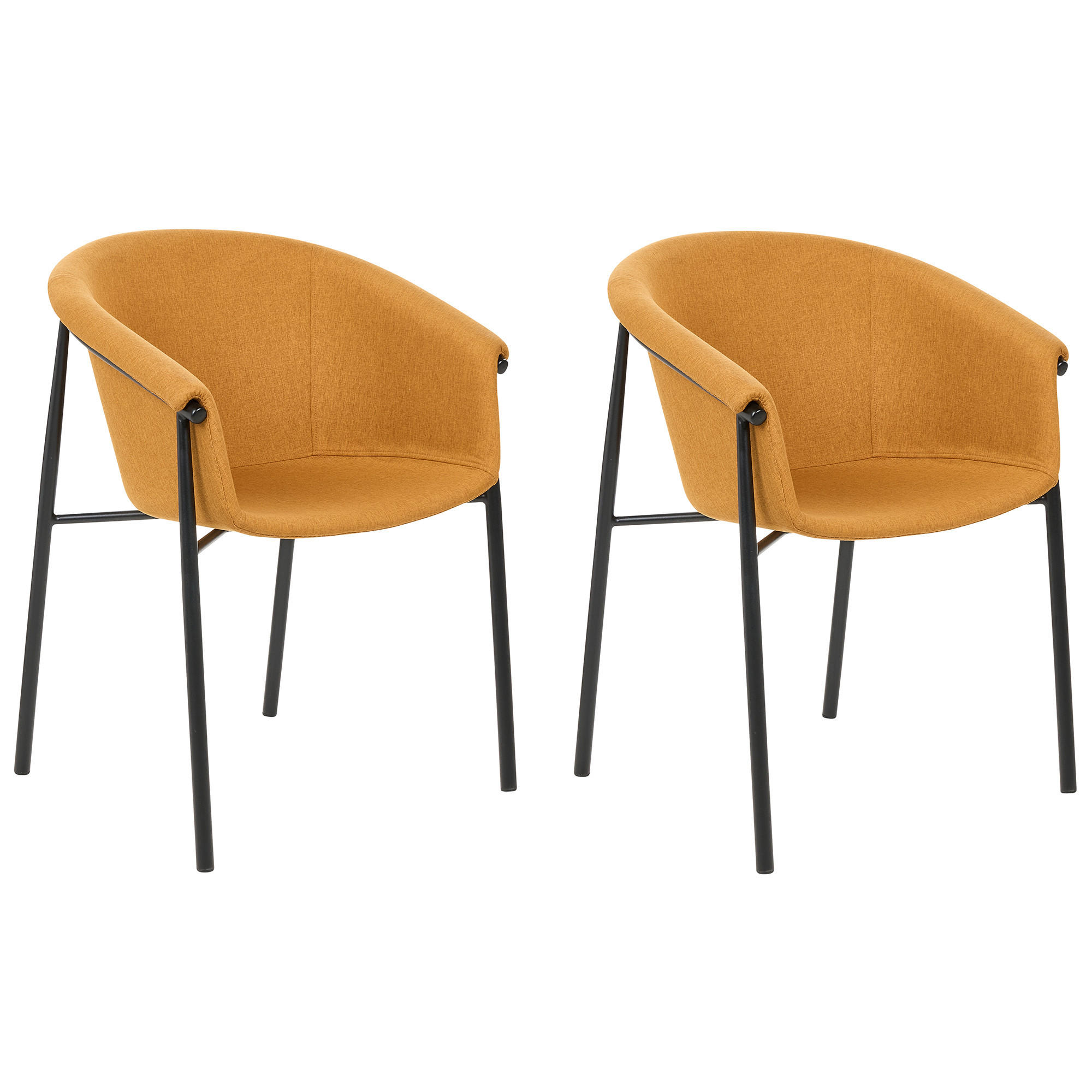 Beliani JÍDELNÍ ŽIDLE sada 2 ks Polyester Oranžová Ames