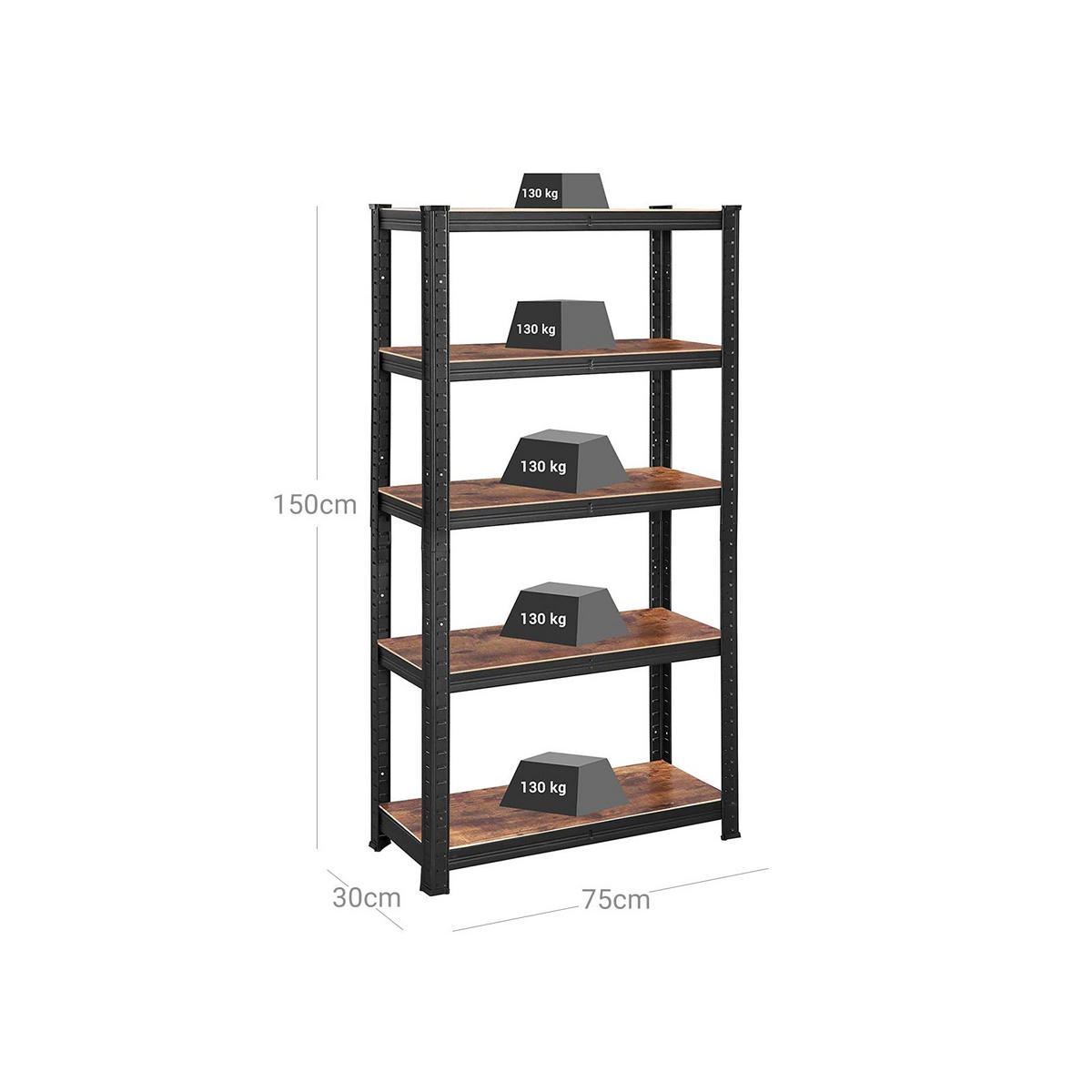 STANDREGAL BÜCHERREGAL - Braun, Holzwerkstoff (75/150/30cm) - Hansiro