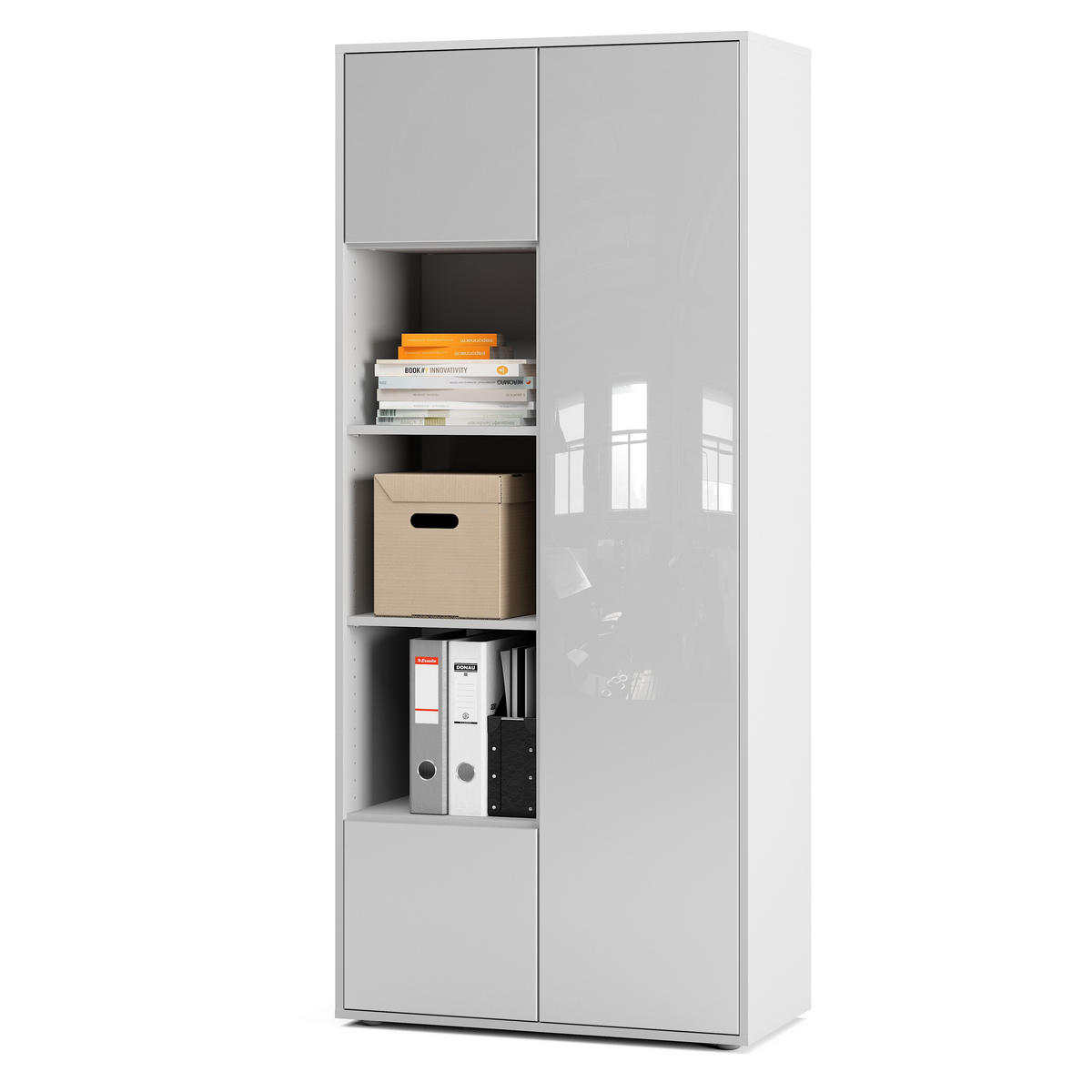 AKTENSCHRANK Amira T30 Weiß Hochglanz 180/80/40 cm - Weiß Hochglanz, Holzwerkstoff (80/180/40cm) - SIMPLYFURN