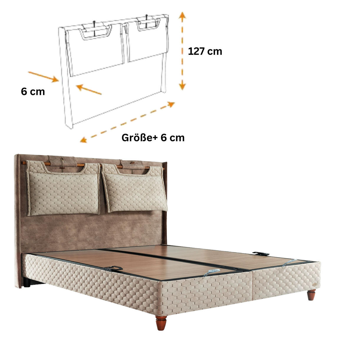 BOXSPRINGBETT Bambi Bett mit Matratze Boxspringbett 160x200 Kapok Naturel - Braun, Holz/Metall (160/200cm) - Bambi