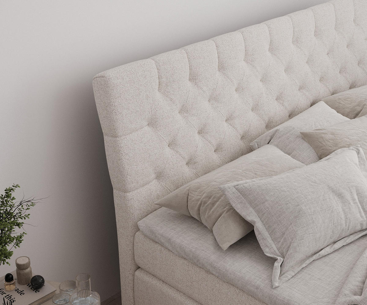 BOXSPRINGBETT Seraphine Beige 200/200 cm - Beige/Schwarz, Holz/Holzwerkstoff (200/200cm) - Maison de Reve