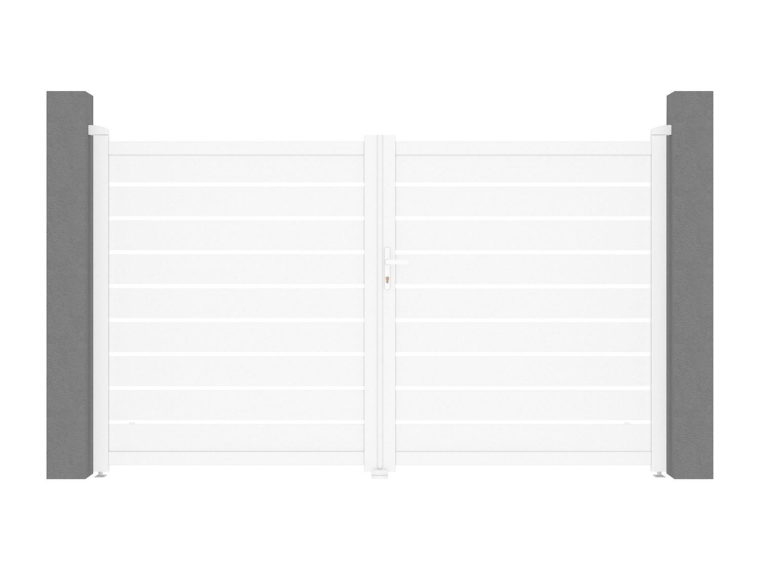 FLÜGELTOR - 300cm x 4.6cm - Aluminium - weiß - PRIMO - Weiß, Metall (300/178cm) - Vente-Unique