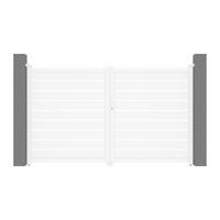 FLÜGELTOR - 300cm x 4.6cm - Aluminium - weiß - PRIMO - Weiß, Metall (300/178cm) - Vente-Unique