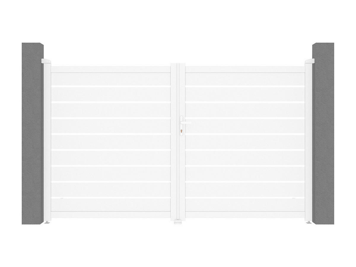FLÜGELTOR - 300cm x 4.6cm - Aluminium - weiß - PRIMO - Weiß, Metall (300/178cm) - Vente-Unique