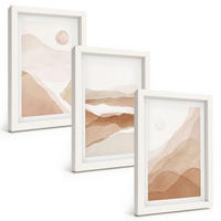 BILDER SET 3er Set - 20x30 cm Weißer Rahmen - Abstrakte braune Landschaften - Weiß, Kunststoff (20/30cm) - TULUP