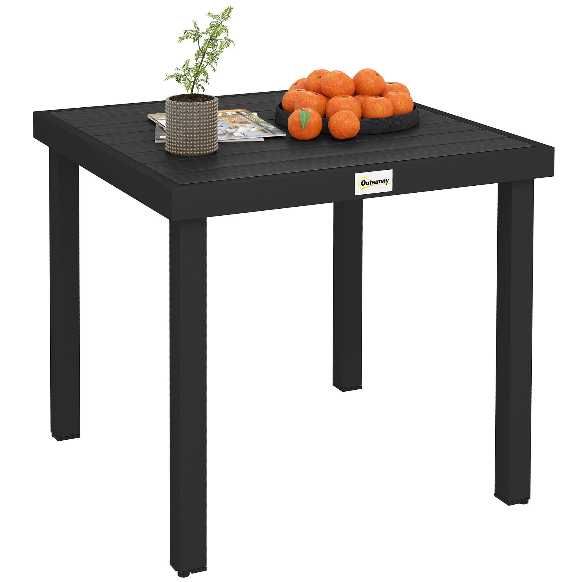 GARTENTISCH,QUADRATISCH Holzoptik 78x78cm,schwarz - Schwarz, Metall (78/78/74cm) - Vallsero
