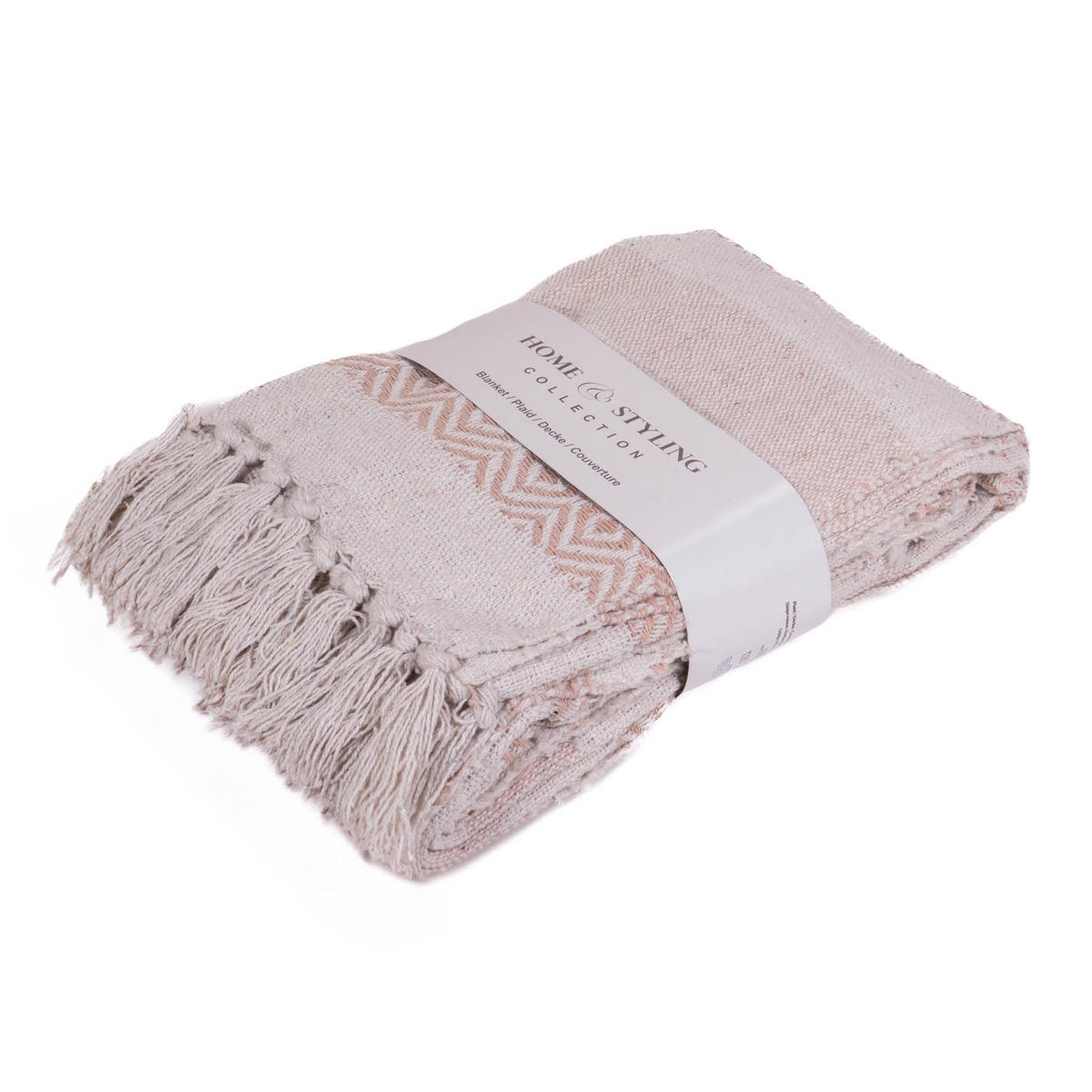 DECKE Fransen 130/170 cm - Rosa, Naturmaterialen (170/130cm)